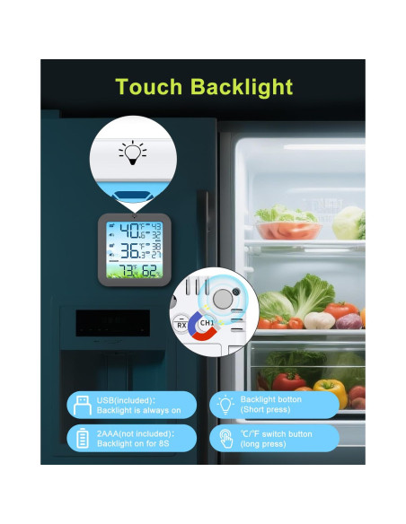 Termómetro Inalámbrico Bomivoi para Refrigerador y Congelador Termómetro Inalámbrico Bomivoi para Refrigerador y Congelador