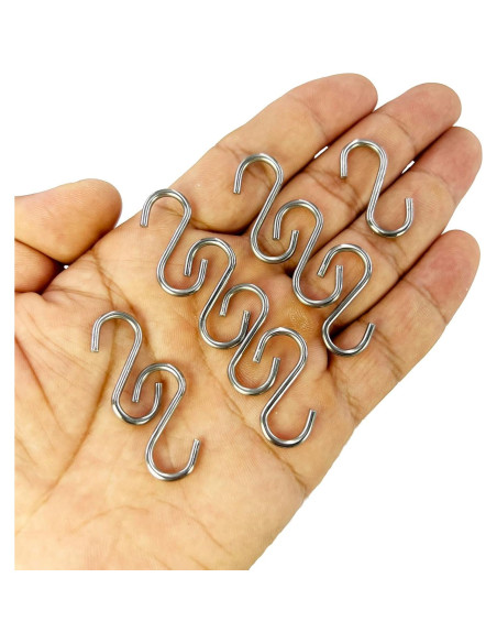 200 Ganchos S Mini WEHOO de Acero Inoxidable 26mm Plata 200 Ganchos S Mini WEHOO de Acero Inoxidable 26mm Plata
