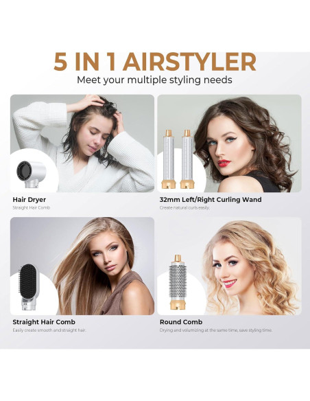 Cepillo Secador 5 en 1 Trylater - Estilizador de Cabello Blanco Cepillo Secador 5 en 1 Trylater - Estilizador de Cabello Blanco