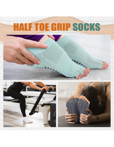 Calcetines de Yoga Antideslizantes Jeyiour 7 Pares Mujer