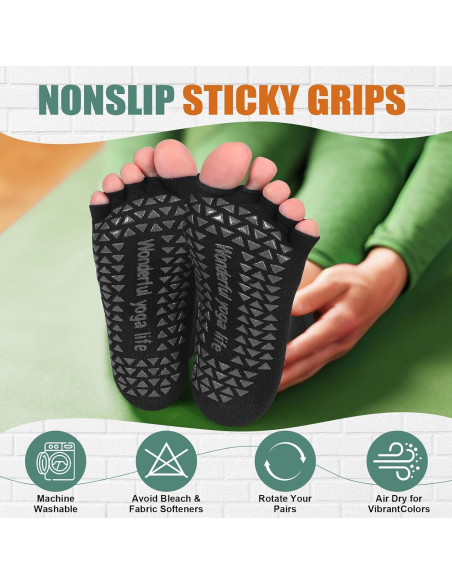 Calcetines de Yoga Antideslizantes Jeyiour 7 Pares Mujer Calcetines de Yoga Antideslizantes Jeyiour 7 Pares Mujer
