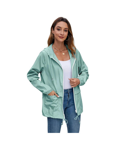Chaqueta de Lluvia Ligera Hount para Mujeres Impermeable S-3XL