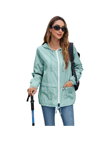 Chaqueta de Lluvia Ligera Hount para Mujeres Impermeable S-3XL