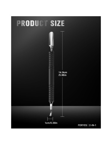 Empujador de Cutículas FERYES 2-en-1 Acero Inoxidable 14.7 cm