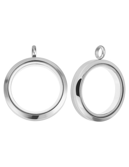 Beebeecraft 2 Piezas Locket Flotante Acero Inoxidable 304 Plata Beebeecraft 2 Piezas Locket Flotante Acero Inoxidable 304 Plata