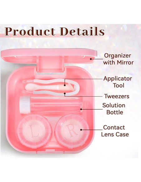 Kit de Estuche de Lentes de Contacto Classicseali Rosa 2PCS Kit de Estuche de Lentes de Contacto Classicseali Rosa 2PCS