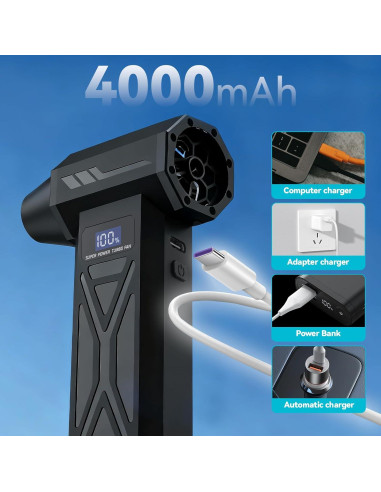 Soplador de Aire Eléctrico GAYYNE 4000mAh 110000RPM LED