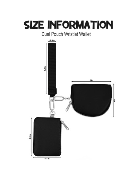 Monedero de Muñeca Doble LS-09 Negro para Mujeres Monedero de Muñeca Doble LS-09 Negro para Mujeres