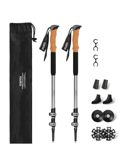 Bastones de Senderismo TOBTOS Telescópicos 2 Pack Aluminio 7075 Bastones de Senderismo TOBTOS Telescópicos 2 Pack Aluminio 7075