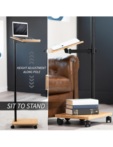 Soporte de Lectura Móvil VIVO CART-BK01B de Bambú con Ruedas