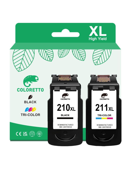Cartuchos de Tinta Remanufacturados COLORETTO 210XL 211XL Negro y Color Cartuchos de Tinta Remanufacturados COLORETTO 210XL 211XL Negro y Color