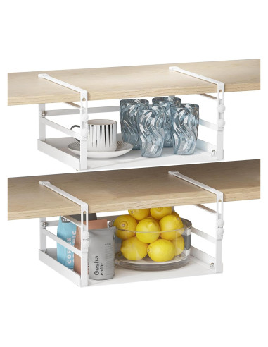 Organizador de Canasta de Metal HENGI 2 Paquete Ajustable Blanco