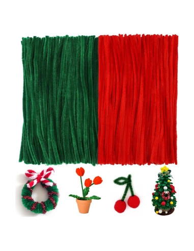 Limpiapipas Navidad 200Pcs jijAcraft 30.48cm Verde Rojo