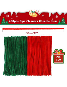 Limpiapipas Navidad 200Pcs jijAcraft 30.48cm Verde Rojo 2