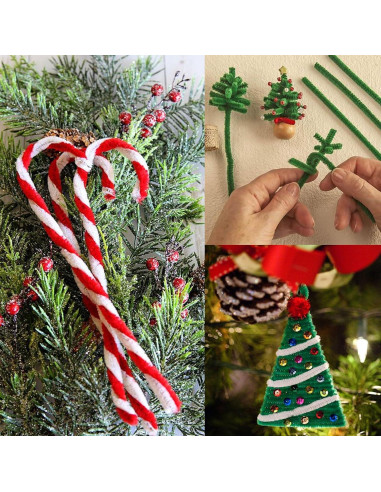 Limpiapipas Navidad 200Pcs jijAcraft 30.48cm Verde Rojo