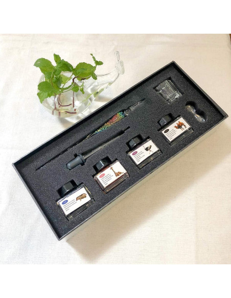 Juego de Pluma de Vidrio ESSHOP con 4 Tintas de 15ml - Caligrafía Juego de Pluma de Vidrio ESSHOP con 4 Tintas de 15ml - Caligrafía