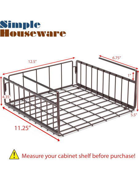 Cesta Bajo Estante Simple Houseware Bronce 2 Paquete Cesta Bajo Estante Simple Houseware Bronce 2 Paquete