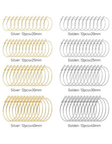 Kit 96 Aros para Pendientes DIY DIVINA VITAE Dorado Plateado