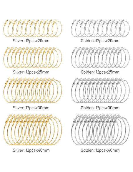 Kit 96 Aros para Pendientes DIY DIVINA VITAE Dorado Plateado Kit 96 Aros para Pendientes DIY DIVINA VITAE Dorado Plateado