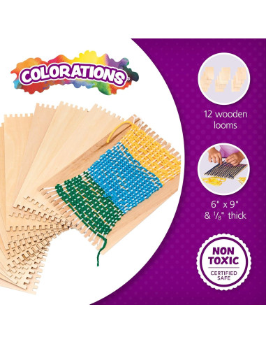 Telar de Madera Colorations RLOOM Set de 12 para Niños
