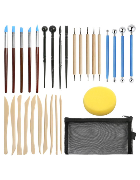 Kit de Herramientas de Arcilla LotFancy 30 Piezas - Acero Inoxidable y Madera Kit de Herramientas de Arcilla LotFancy 30 Piezas - Acero Inoxidable y Madera