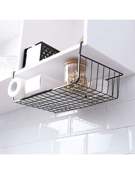 Paquete de 4 cestas organizadoras Dveda para estante bajo gabinete - Metal negro Paquete de 4 cestas organizadoras Dveda para estante bajo gabinete - Metal negro