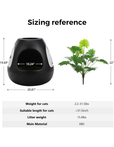Cueva para Gatos Copod8 3-en-1 con Planta y Rascadores M Negro