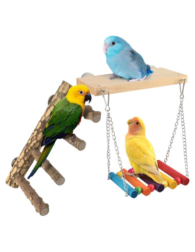 Juguetes para Aves DBNESS 3 en 1: Escalera, Columpio y Plataforma