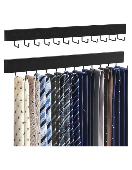 Soporte de Corbatas de Pared HOMEBROS Negro 2 Piezas 24 Ganchos Soporte de Corbatas de Pared HOMEBROS Negro 2 Piezas 24 Ganchos