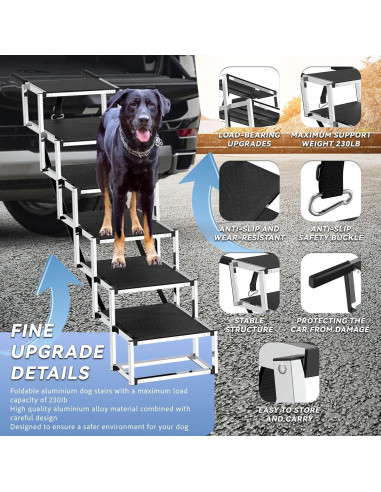 Escalera Plegable para Perros DeerGym 6 Pasos 109cm Antideslizante