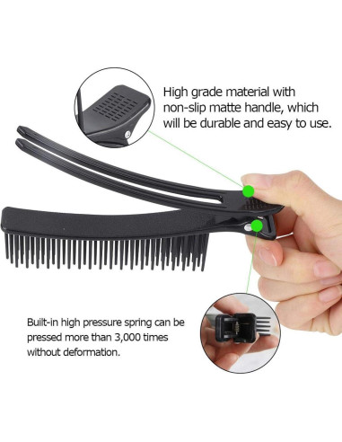 Clips de Sección de Cabello Agatige - 2 Pcs Negro Antideslizante
