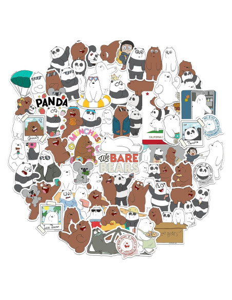 Paquete de 50 Pegatinas Troqueladas We Bare Bears - Vinilo Paquete de 50 Pegatinas Troqueladas We Bare Bears - Vinilo