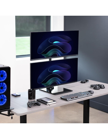 Soporte Doble Monitor VIVO STAND-V002LG Base Vidrio Templado Soporte Doble Monitor VIVO STAND-V002LG Base Vidrio Templado