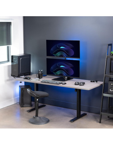 Soporte Doble Monitor VIVO STAND-V002LG Base Vidrio Templado