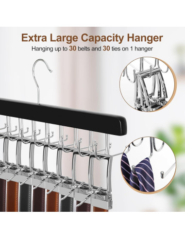 Perchero 2 en 1 TOPIA HANGER para Cinturones y Corbatas - Negro