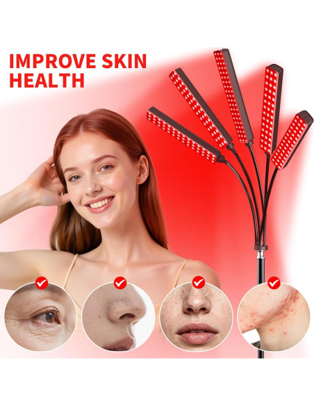 Lámpara de Terapia de Luz Roja FlaoAito 5 Cabezas 660nm 850nm Lámpara de Terapia de Luz Roja FlaoAito 5 Cabezas 660nm 850nm