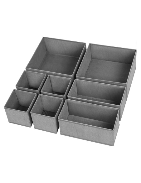 Organizador de Cajones Criusia 8 Piezas Tela Gris Plegable Organizador de Cajones Criusia 8 Piezas Tela Gris Plegable