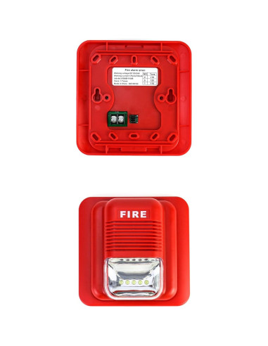 Alarma de Incendio QWORK 12/24V CC con Luz Estroboscópica