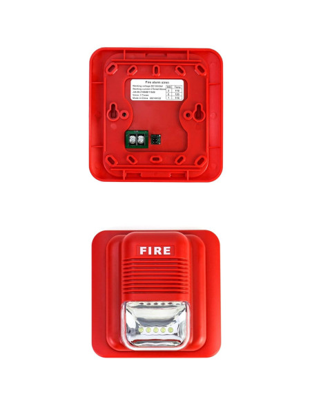 Alarma de Incendio QWORK 12/24V CC con Luz Estroboscópica Alarma de Incendio QWORK 12/24V CC con Luz Estroboscópica
