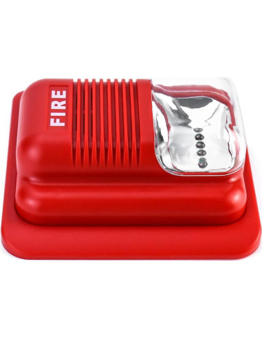 Alarma de Incendio QWORK 12/24V CC con Luz Estroboscópica