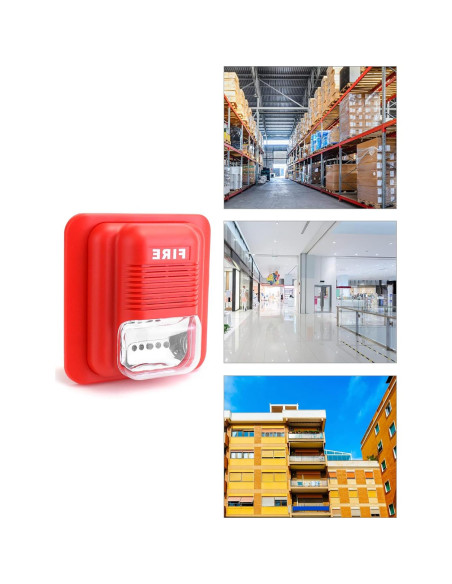 Alarma de Incendio QWORK 12/24V CC con Luz Estroboscópica Alarma de Incendio QWORK 12/24V CC con Luz Estroboscópica