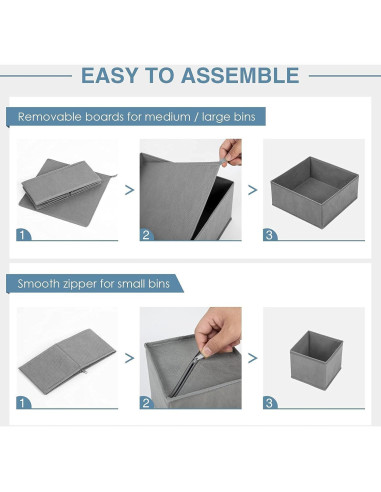 Organizador de Cajones Criusia 8 Piezas Tela Gris Plegable