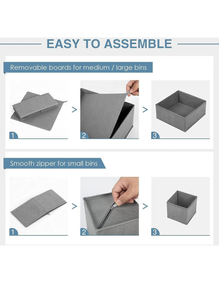 Organizador de Cajones Criusia 8 Piezas Tela Gris Plegable Organizador de Cajones Criusia 8 Piezas Tela Gris Plegable