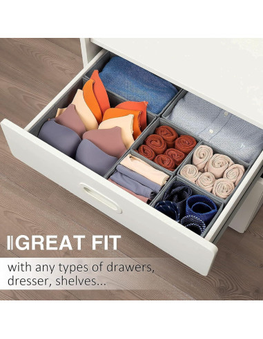 Organizador de Cajones Criusia 8 Piezas Tela Gris Plegable