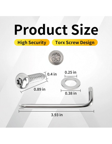 Tornillos Antirrobo para Placas de Matrícula HAVANSIDY 8 Pcs