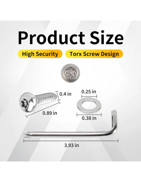 Tornillos Antirrobo para Placas de Matrícula HAVANSIDY 8 Pcs Tornillos Antirrobo para Placas de Matrícula HAVANSIDY 8 Pcs