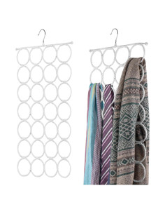 Organizador de Bufandas Flexzion - 28 Ranuras, Paquete de 2 Blanco