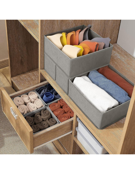 Organizador de Cajones Criusia 8 Piezas Tela Gris Plegable Organizador de Cajones Criusia 8 Piezas Tela Gris Plegable