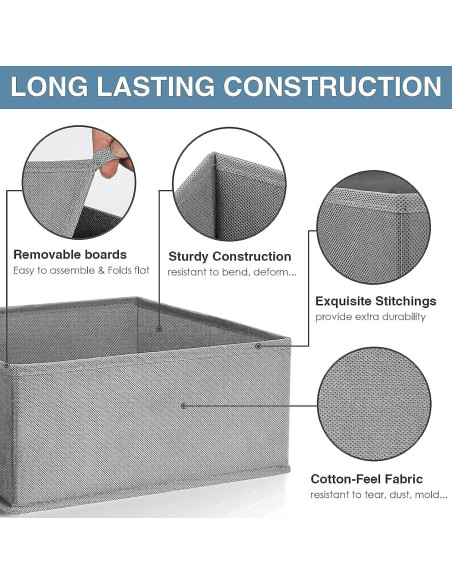 Organizador de Cajones Criusia 8 Piezas Tela Gris Plegable Organizador de Cajones Criusia 8 Piezas Tela Gris Plegable