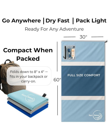 Toalla de Playa Go Anywhere Aqua Armour - Secado Rápido 76x152 cm